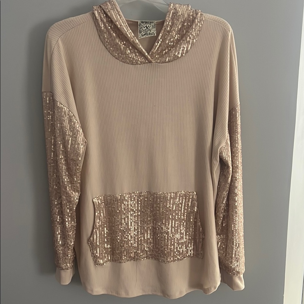 Sequin Beige Hoodie